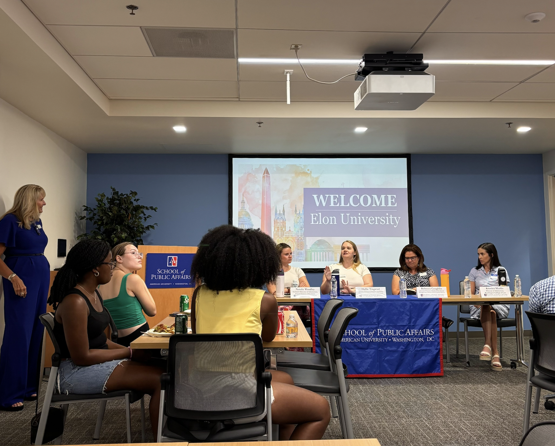 Students listen as panelists discuss careers and public service opportunities during a session hosted by American University’s School of Public Affairs.